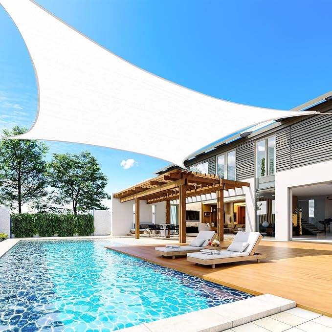 Quictent Sun Shade Sail for Patio w/Hardware Kit 185GSM 20x20ft White | Square - Image 7