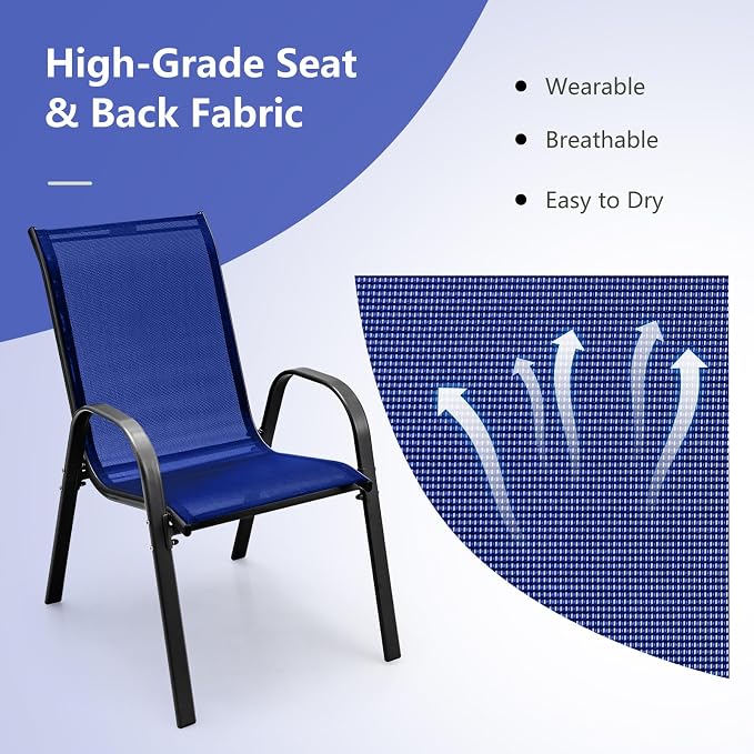 Giantex Patio Chairs Set of 2, Stackable Outdoor Dining Chairs - Image 5
