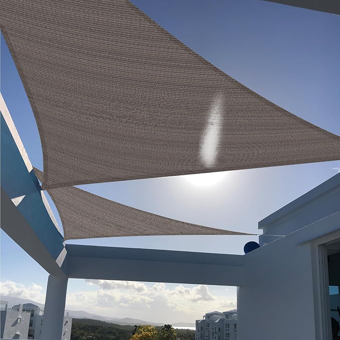 SUNNY GUARD Custom Size 18'x18'x18' Brown Sun Shade Sail Triangle UV Block Shade by SUNNYGUARD