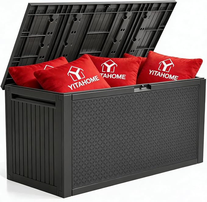 YITAHOME 95 Gallon Large Outdoor Deck Box | Lockable Waterproof Resin Storage by YITAHOME
