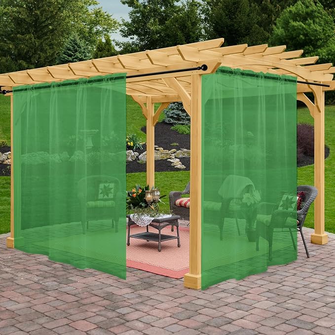 Outdoor Sheer Curtains for Patio Waterproof, 2 Panels Rod Pocket Indoor/Outdoor by Awnmeow