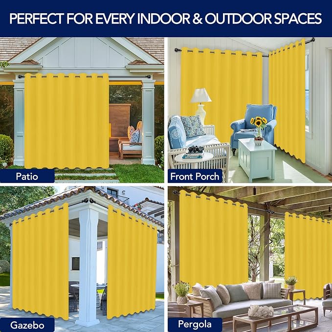 PureFit Outdoor Curtains for Patio Waterproof Weatherproof Outside Curtains | - Image 5