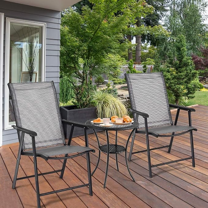 GIANTEX Set of 4 Folding Patio Chairs, Outdoor Portable Dining Chairs - Image 4