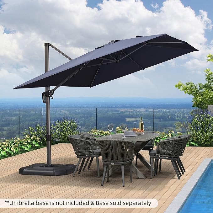 PURPLE LEAF Patio Umbrella 9' x 11.5' Rectangle All-Day Shade Control Navy | - Image 3