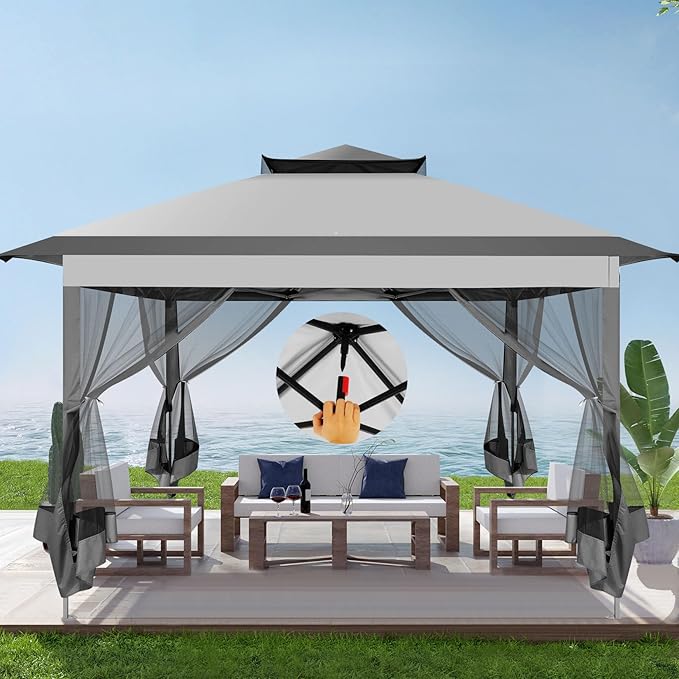 COBIZI Pop Up Gazebo 11x11 Canopy Tent, Outdoor Screened Gazebo Shelter by COBIZI