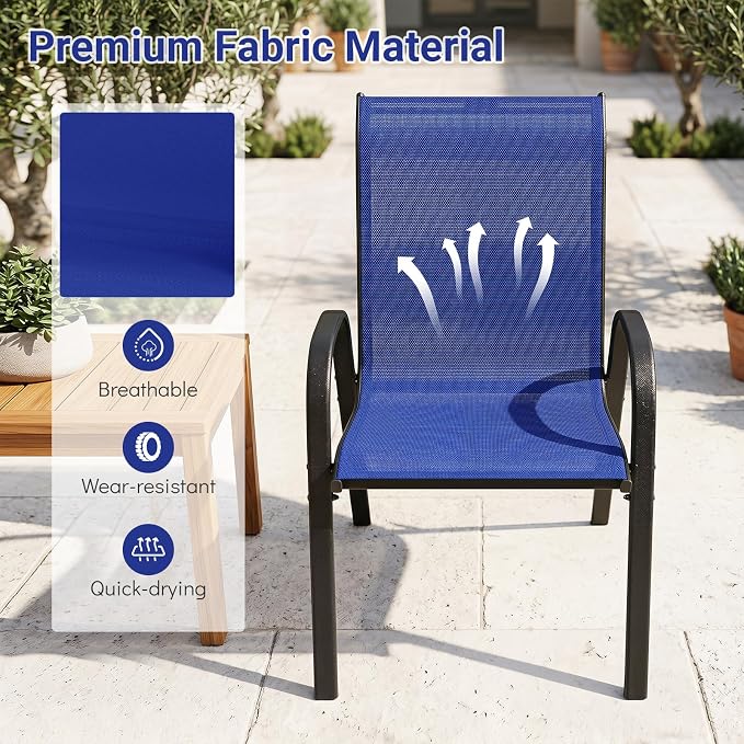 Tangkula Stackable Patio Dining Chairs Set of 4, Outdoor Armchairs - Image 7