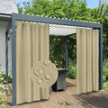 Easy-Going 100% Waterproof Outdoor Curtains 54x96 inch, Khaki | Windproof by Easy-Going