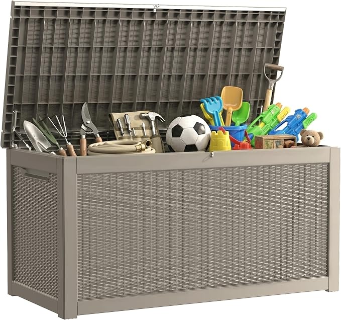 Outdoor Storage Box, 320 Gallon Waterproof Deck Box, Dual Gas-Spring Ultimate by GraceYourYard