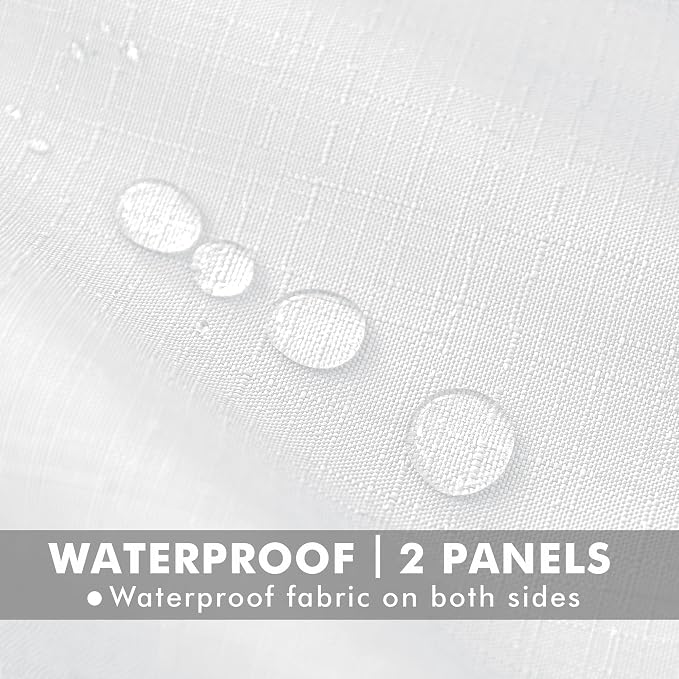 Linen Outdoor Curtains for Patio Waterproof 4 Pcs 110x84 In White | Light - Image 2