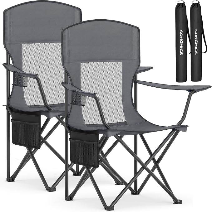 SONGMICS 2 Pack Breathable Camping Chairs, 330 lb Capacity Foldable Outdoor by Unknown