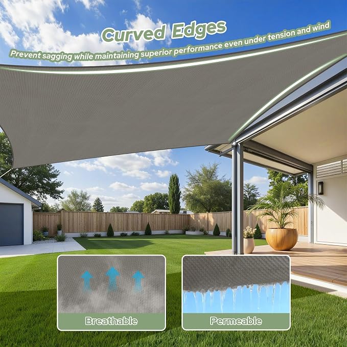 TasticTotes Rectangle Sun Shade Sail, 95% UV Blockage, Yard & Deck. Reinforced - Image 6