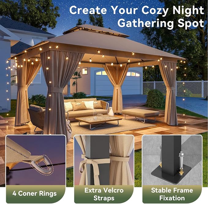 12'x10' Gazebo, Metal Frame Canopy - Image 8