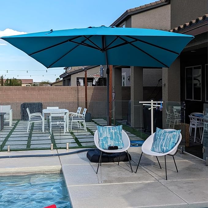 PURPLE LEAF Patio Umbrella 9' x 11.5' All-Day Shade Control Turquoise | More - Image 2