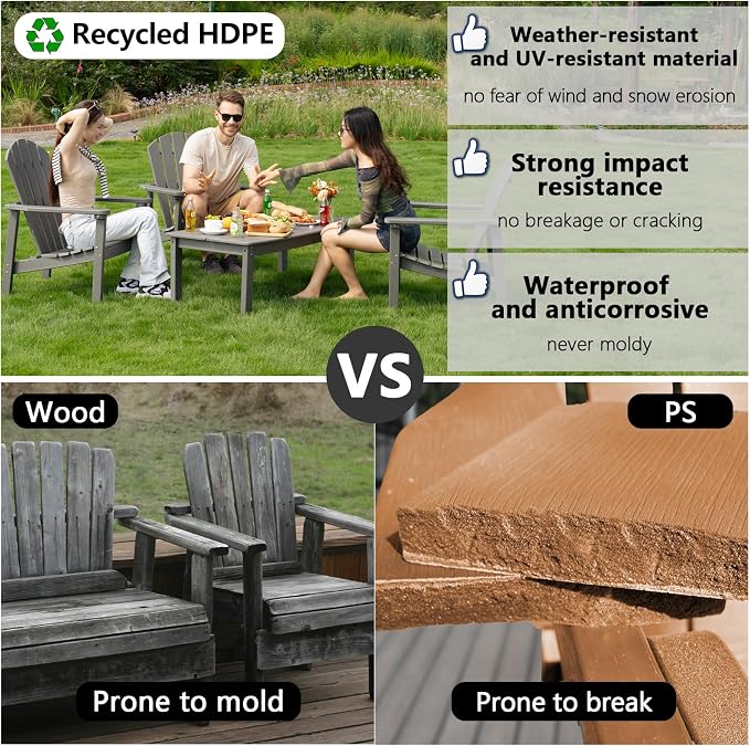 Stackable Adirondack Chairs Set of 4, Compact HDPE - Image 4