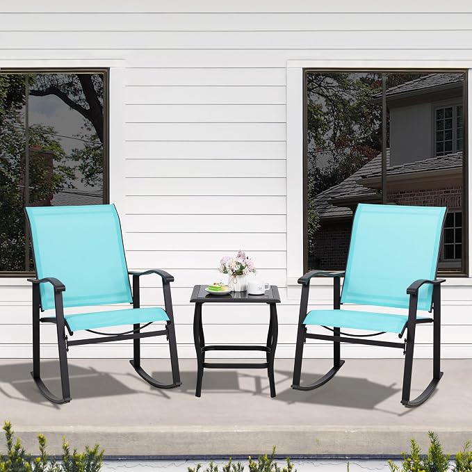 Shintenchi 3 Piece Rocking Bistro Set, Outdoor Furniture - Image 2