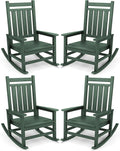 SERWALL Outdoor Rocking Chair Set of 4, HDPE Rocker by SERWALL