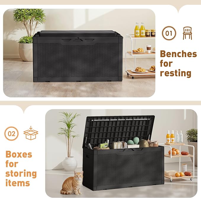 Greesum 100 Gallon Resin Deck Box Large Outdoor Storage Boxes - Image 6