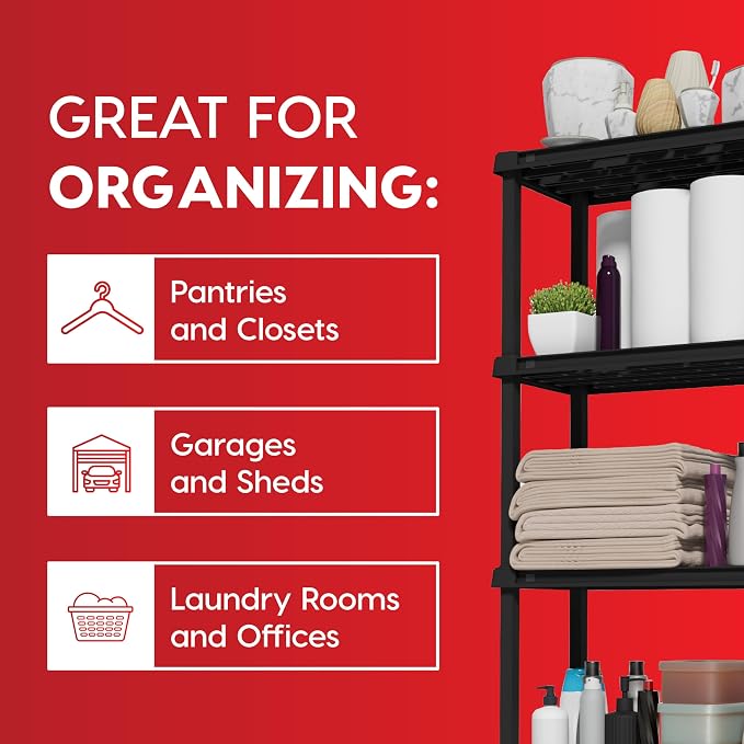 IRIS USA Plastic Storage Shelves |Made in USA| 48"H x 24"W x 12"D - Image 5