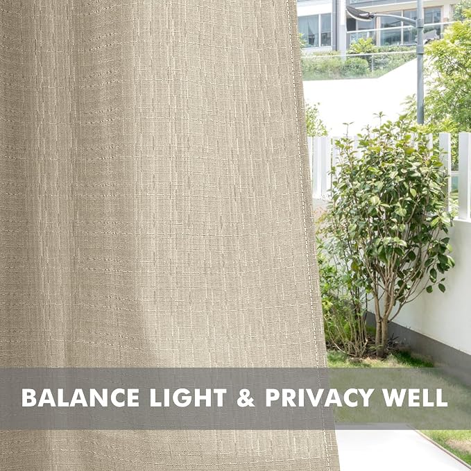 Linen Outdoor Curtains for Patio Waterproof 4 Pcs 54x84 In Cream | Light - Image 5