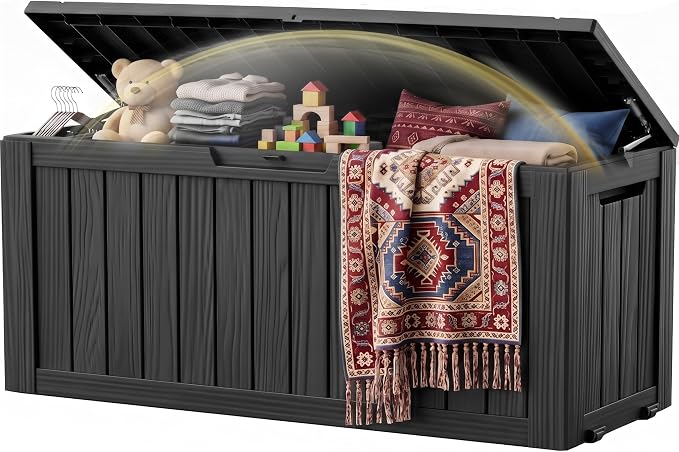 Outdoor Storage Box Waterproof, 150 Gal Gen 2 Resin Deck Box by EFU