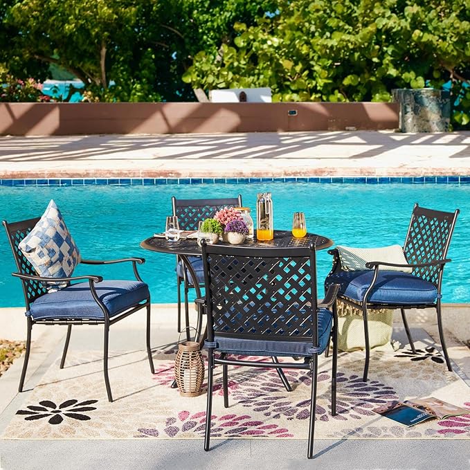 Patio Dining Chairs Stackable Outdoor Chairs Dining Furniture Set of 4 - Image 4