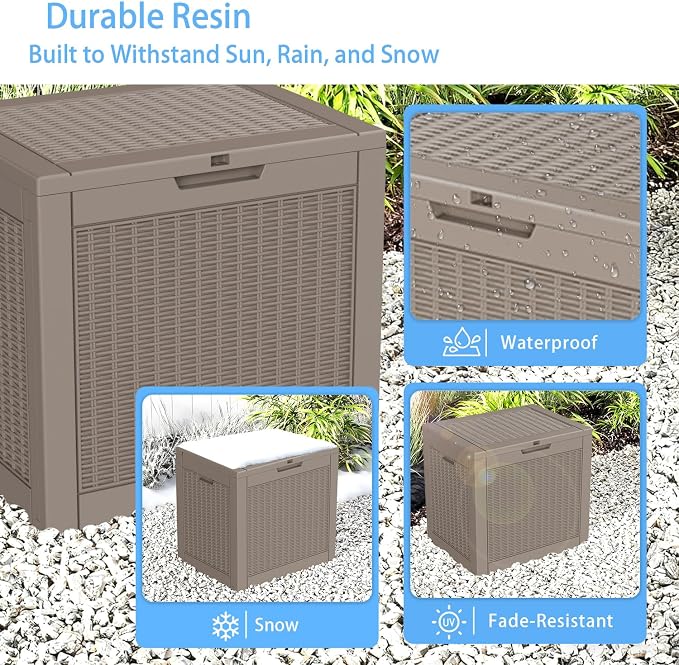ROJIK 39 Gallon Resin Deck Box, Lockable Waterproof Weatherproof Outdoor - Image 3