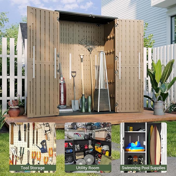 Aoxun Outdoor Storage Shed, 64 Cu.Ft Vertical Storage Sheds, Resin Sheds Outdoor - Image 5