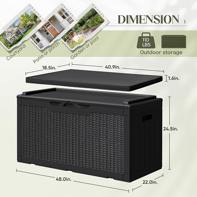 Greesum 100 Gallon Resin Deck Box, Outdoor Storage - Image 7