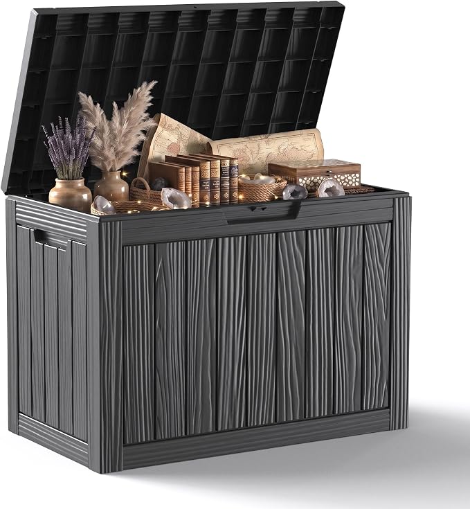 55 Gallon Outdoor Storage Box Waterproof, UV Resistant Resin Deck Box by KFY