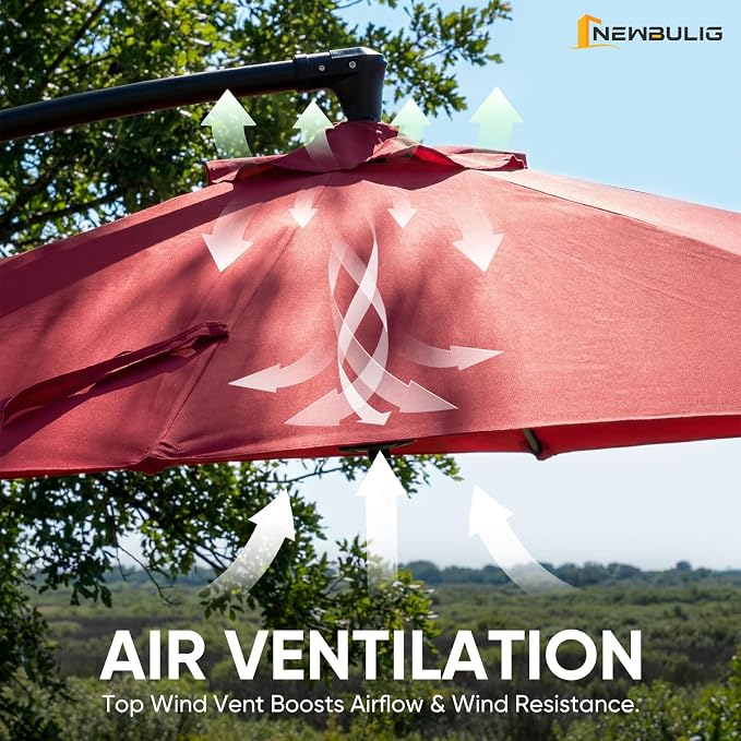 NEWBULIG 10FT Patio Umbrella, Cantilever Umbrella, UV Protection | Outdoor - Image 7