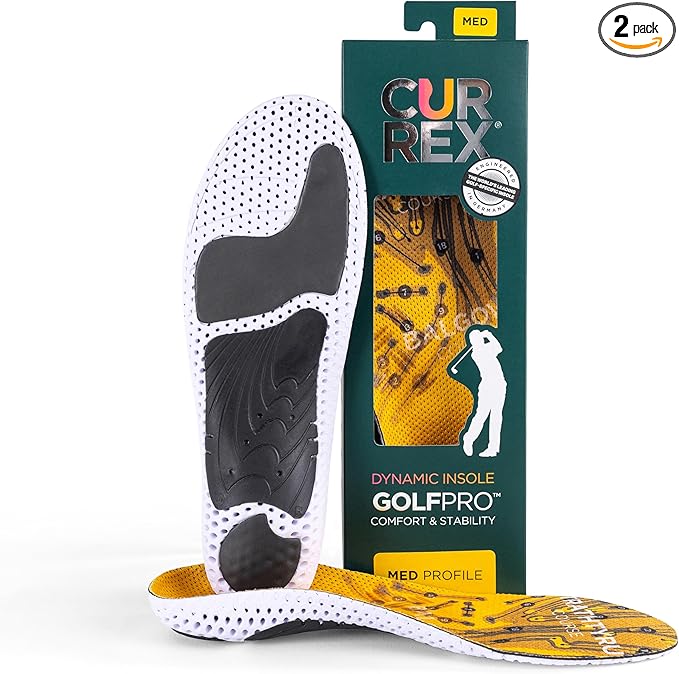 CURREX GolfPro Insoles for Golf Shoes – Arch Support Inserts to Improve Balance, Stability, Comfort & Performance, Help with Foot & Heel Pain Relief – for Men & Women – Medium Arch, Small