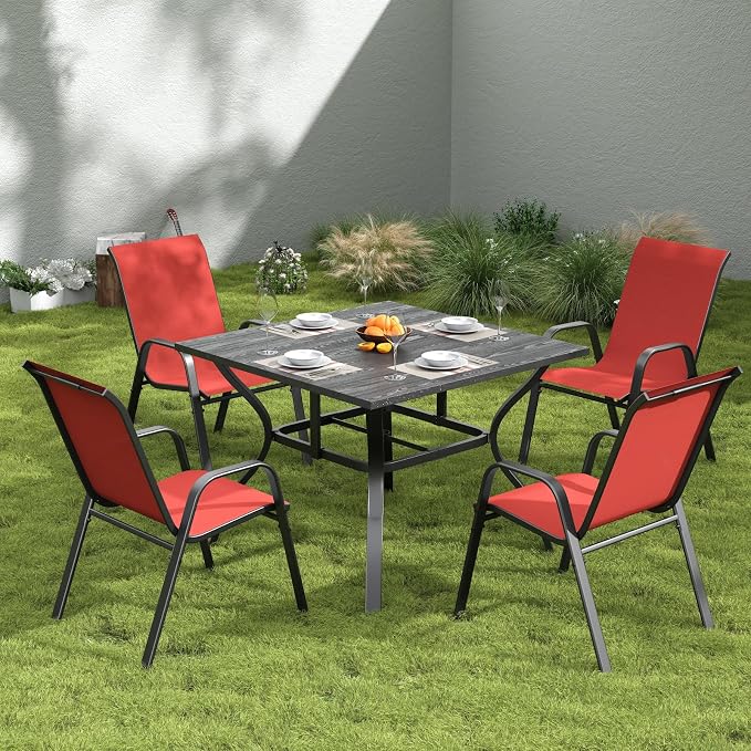 Patio Dining Chairs Set of 4 Outdoor Stackable Dining Chairs - Image 9