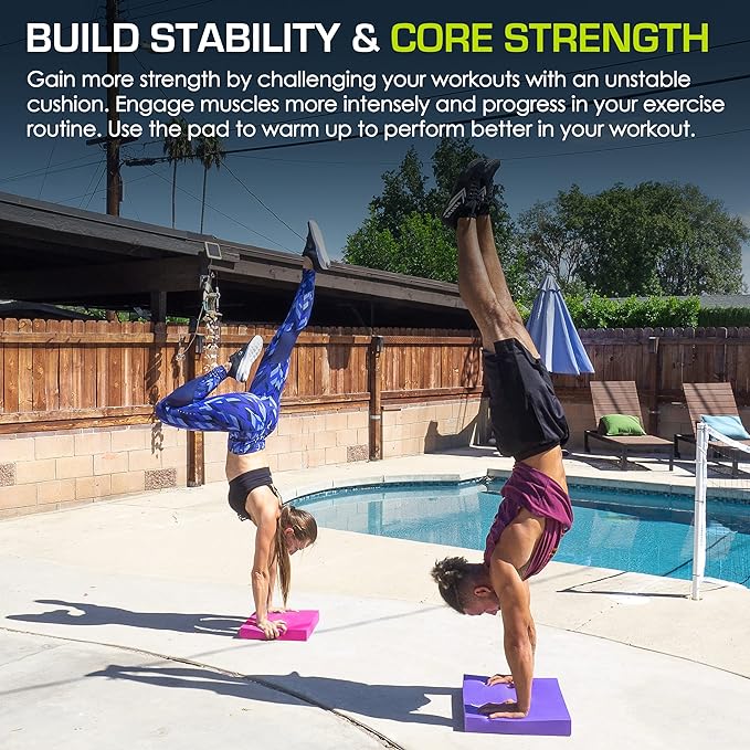 ProsourceFit Exercise Balance Pad – Large Cushioned Non-Slip Foam Mat & Knee Pad for Fitness, Stability Training, Physical Therapy, Yoga 15"x19", Purple