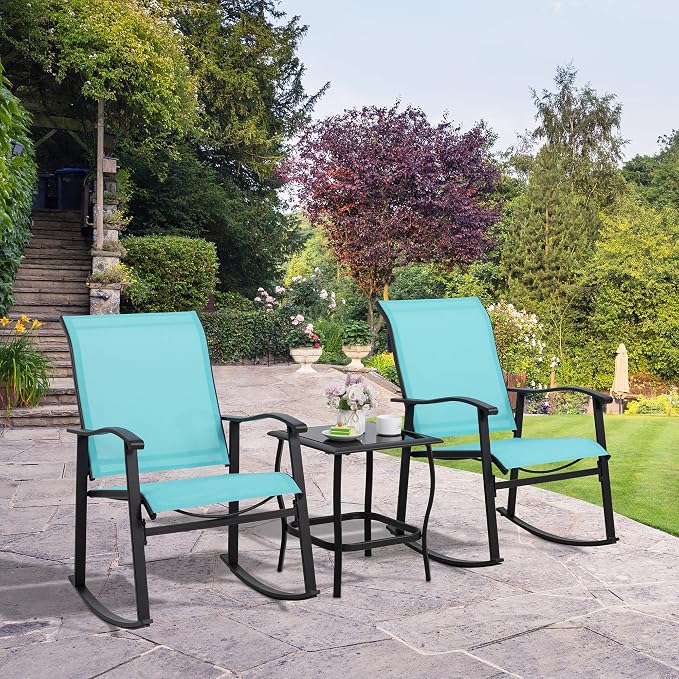 Shintenchi 3 Piece Rocking Bistro Set, Outdoor Furniture - Image 7