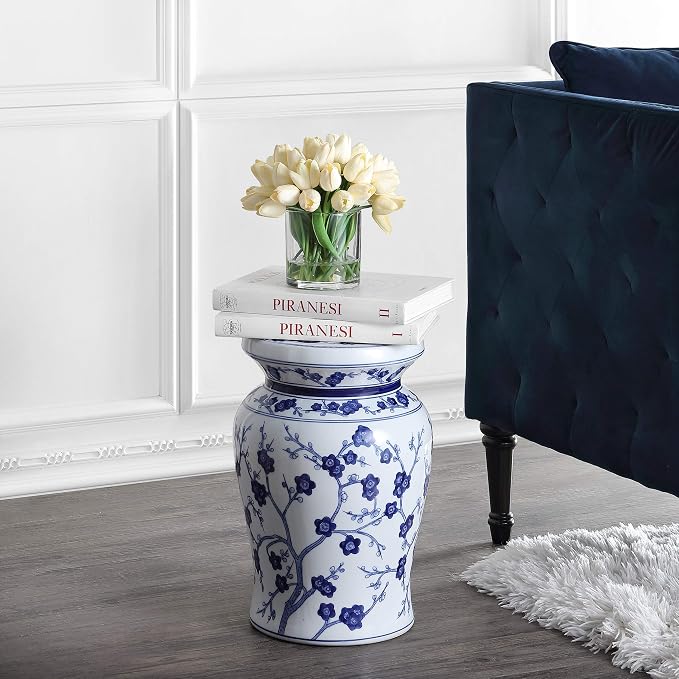 JONATHAN Y Cherry Blossom 18" Ceramic Garden Stool Side Table, Plant Stand - Image 2