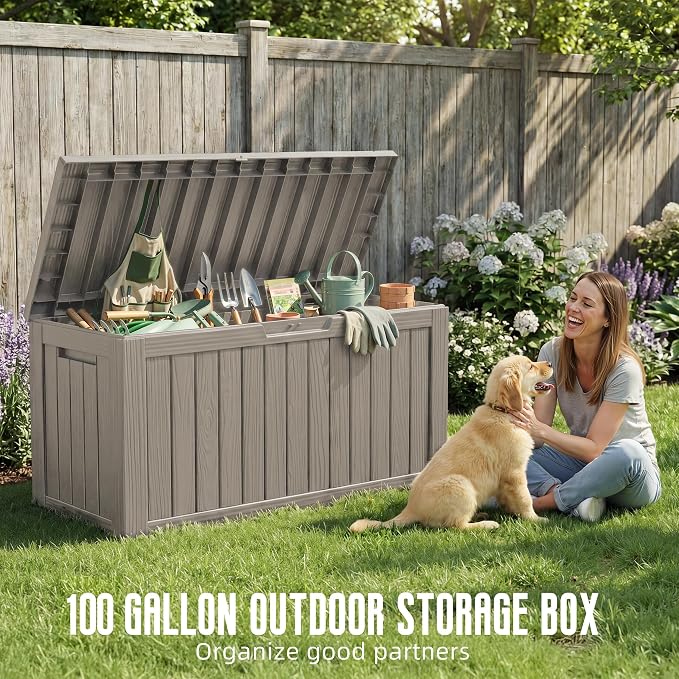 DRATO 100 Gallon Waterproof Deck Box Outdoor Storage Box - Image 3