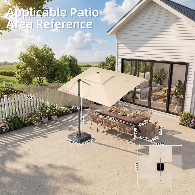 Deconk 10' X 13' Patio Cantilever Outdoor Umbrella - Image 8