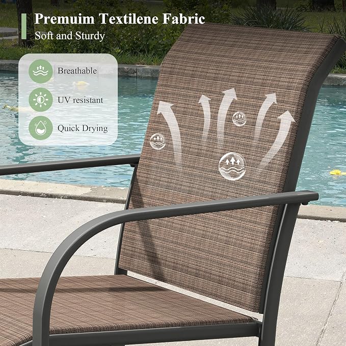 Outdoor Chairs Set of 8, Stackable Patio Dining Chairs - Image 4