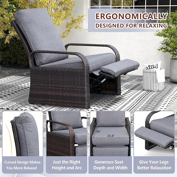 Outdoor Wicker Recliner Chair - Image 6
