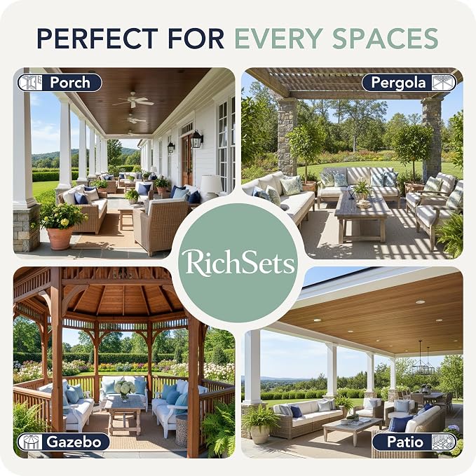 Gazebo Curtains Outdoor Waterproof 6 Panels, Patio Sun Shade | Weatherproof - Image 8