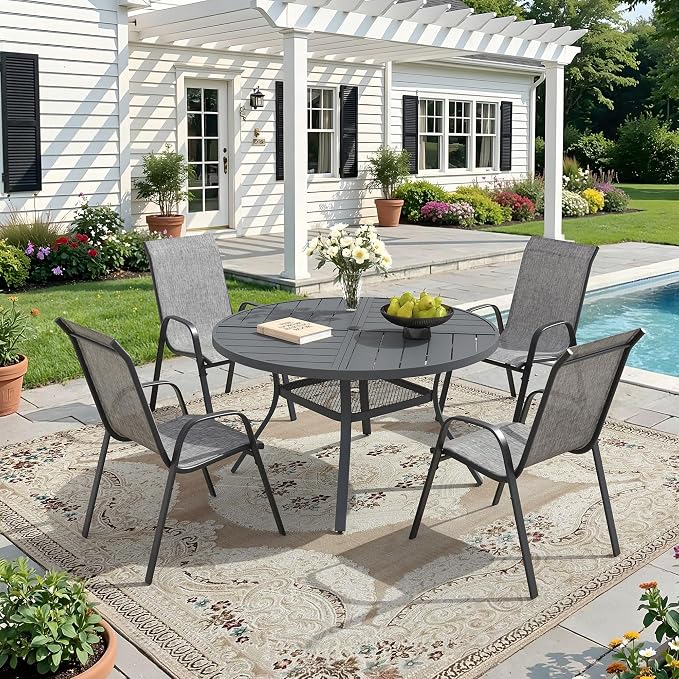 DIFY Patio Chairs Set of 4, Stackable Outdoor Dining Chairs Set - Image 2