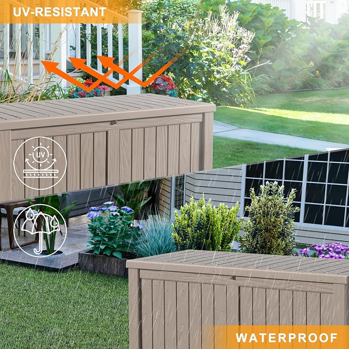 DRATO 150 Gallon Deck Boxes Outdoor Waterproof, Lockable Outdoor Storage Box - Image 4
