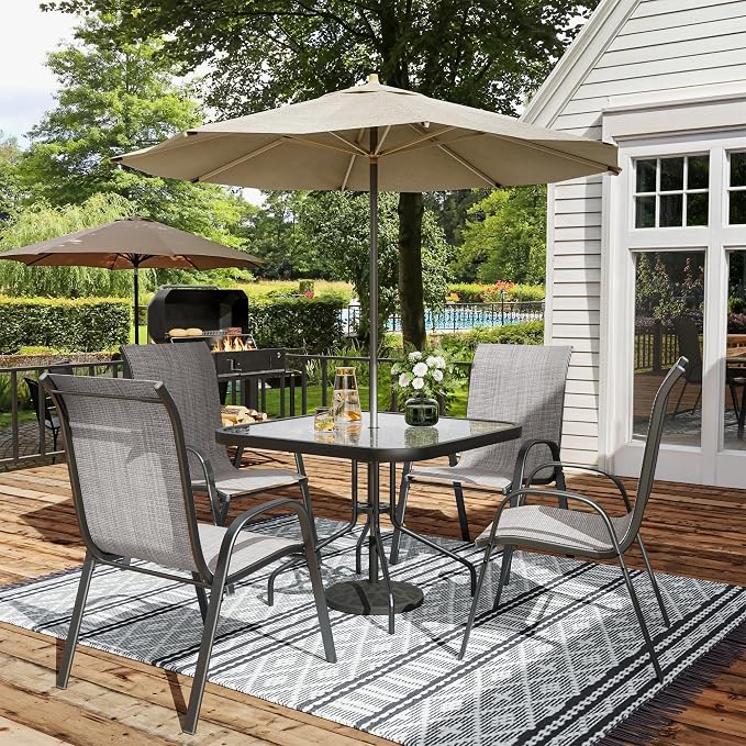 Amopatio Patio Chairs Set of 4, Outdoor Stackable Dining Chairs - Image 2