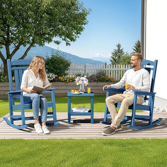 SERWALL Outdoor Rocking Chair Set of 4, Oversized Patio Rocking Chair, Porch - Image 2