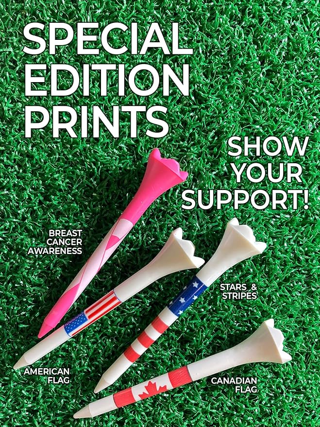 Pride Golf Tee Performance Plastic Golf Tees - Stars and Stripes - 2-3/4" 100 Count - Designed for Less Friction and Longer Drives - Made in the USA