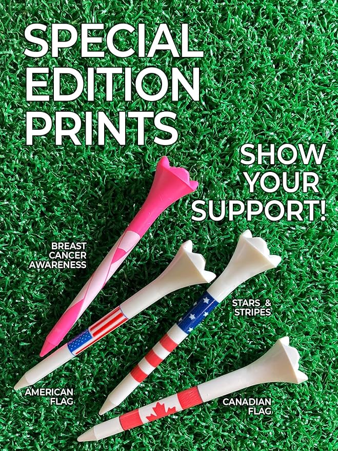 Pride Golf Tee Performance Plastic Golf Tees - Stars & Stripes - 100 Count, 3-1/4 Inch - Less Friction and Longer Drives - Made in the USA