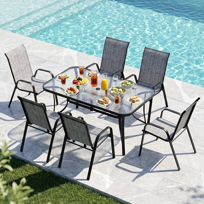 MAMIZO Patio Dining Chairs, Stackable Textilene Chair Set of 8, - Image 9