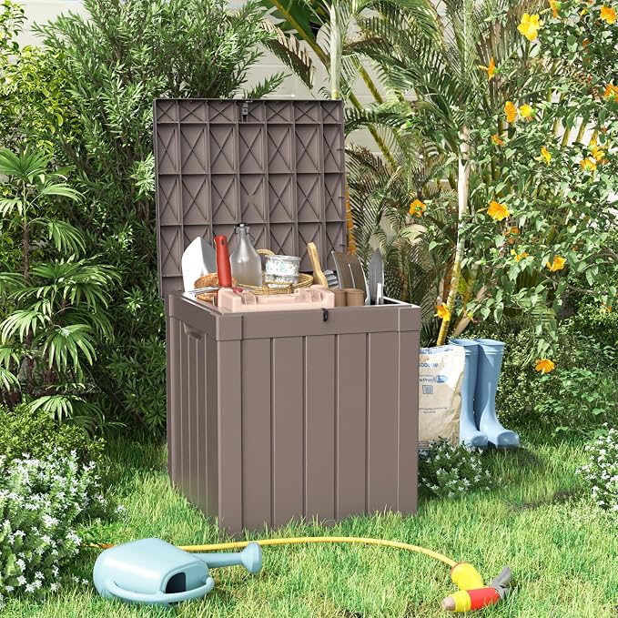 PatioZen 50 Gallon Resin Deck Box, Lockable Patio Outdoor Storage Box - Image 2