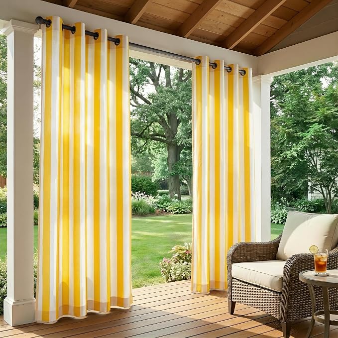2 Panels Outdoor Stripe Curtains - Image 2