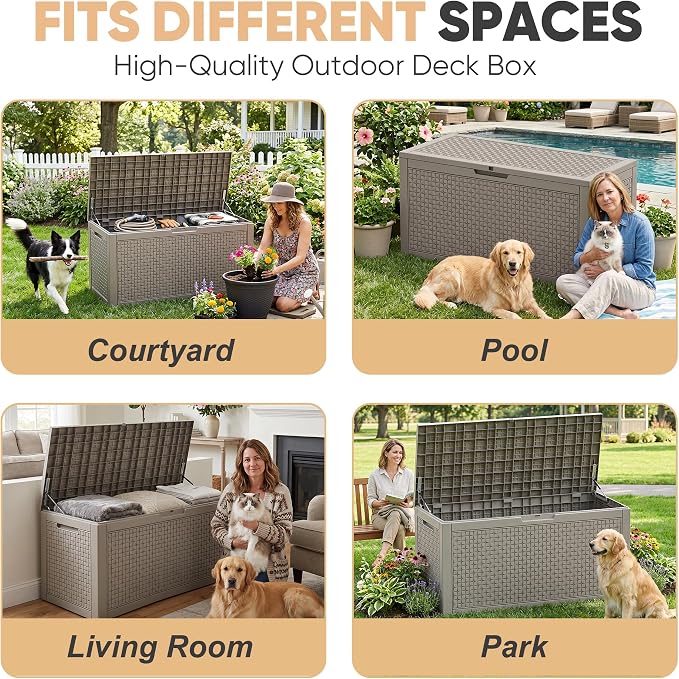 110 Gal Waterproof Outdoor Storage Box UV Resistant Deck Box | Extra-large - Image 7